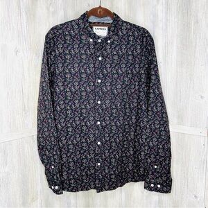 Express Slim Floral Button Down Blouse